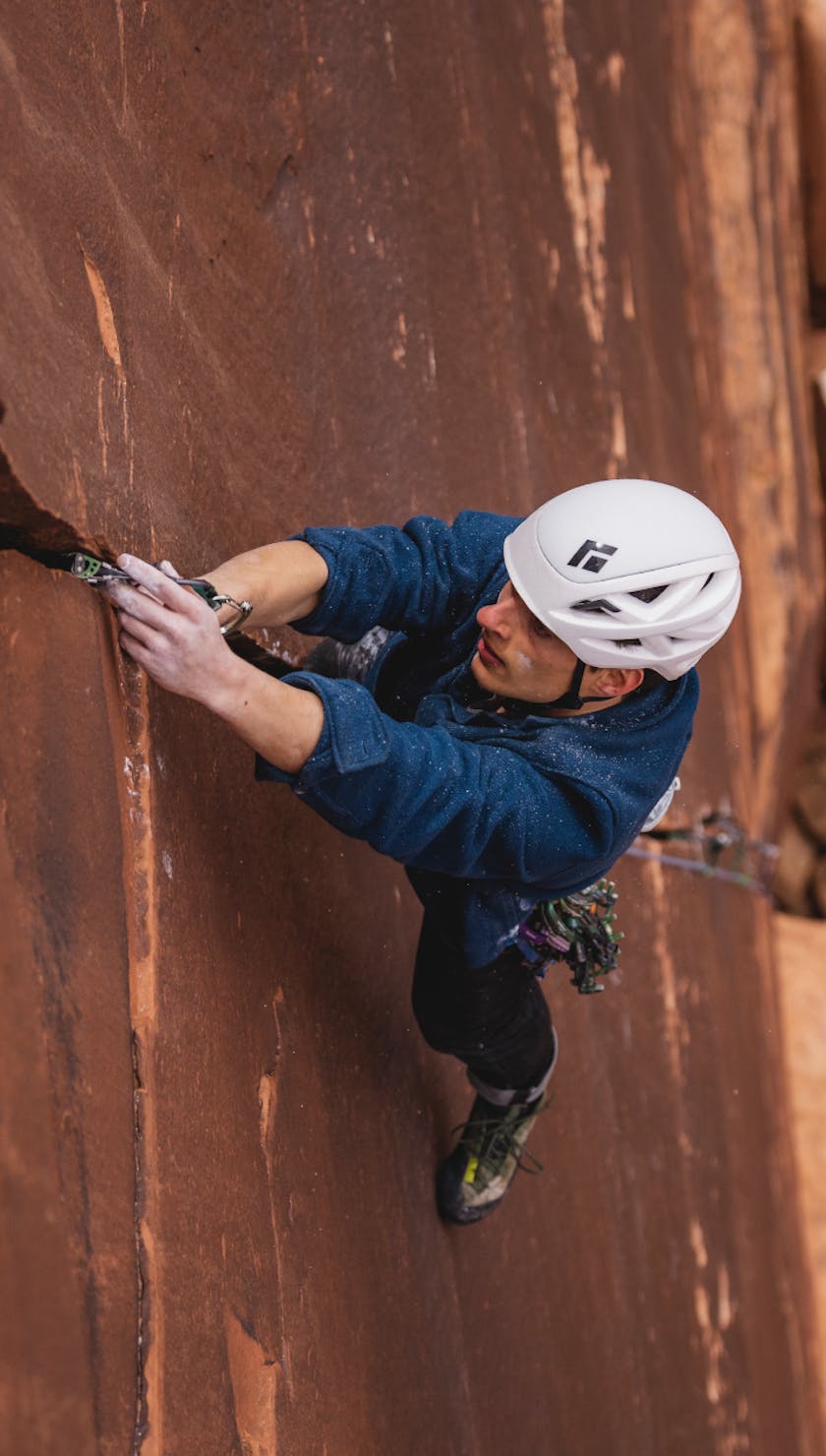 Project Flannels. Black Diamond athlete Connor Herson climbing in the Project Flannel. 