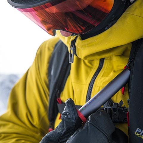 Snowboarder with back pack