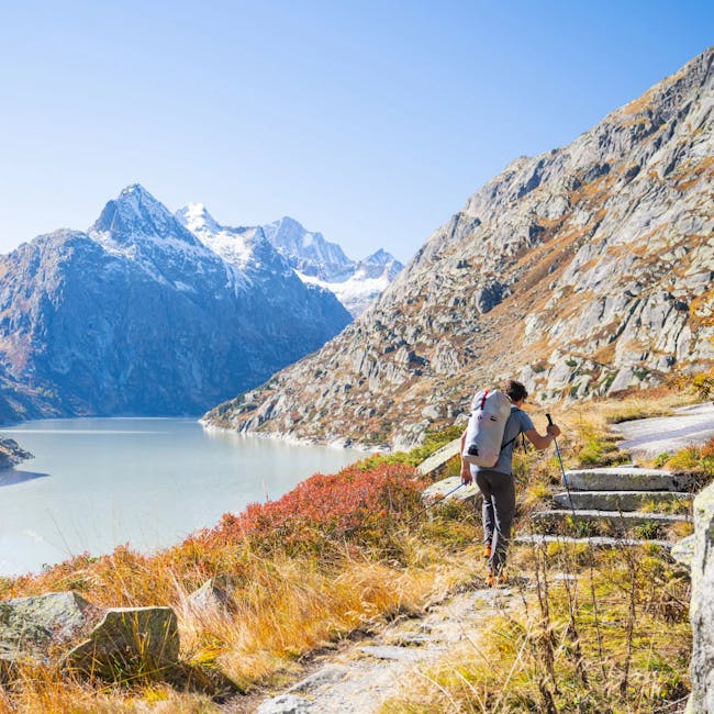 Yannick Glatthard hiking to his projects