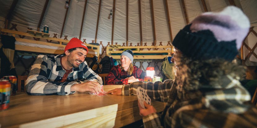 Playing board games in the Project flannel.
