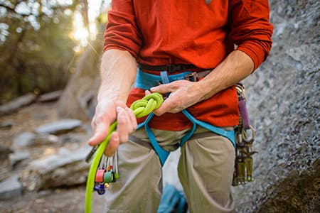 climber tied in to his harness