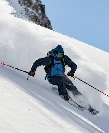 Black Diamond athlete Mike Barney skiing in the Recon LT shell and Ski pants.