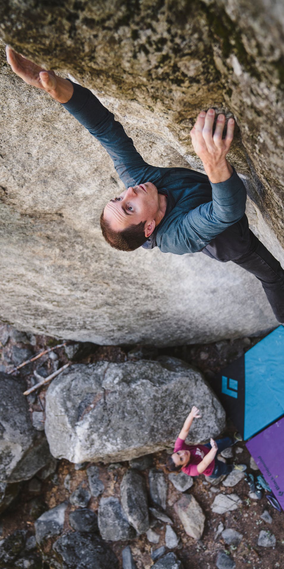 BD Athlete Carlo Denali bouldering outside