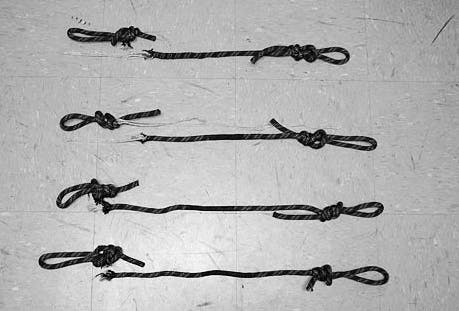 ropes and knots broken after testing