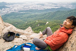 looking out from a climb in Korea
