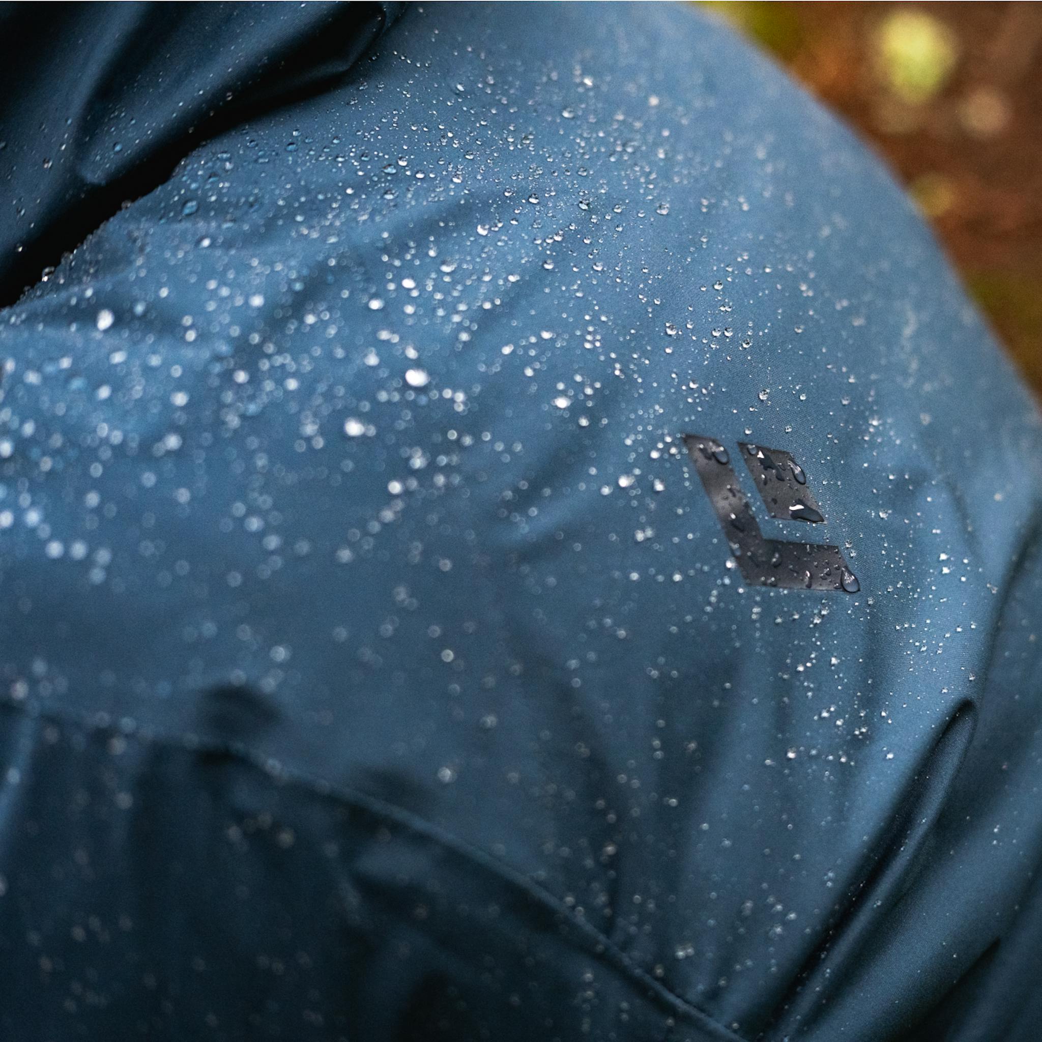 A close up of a wet Stormline shell.