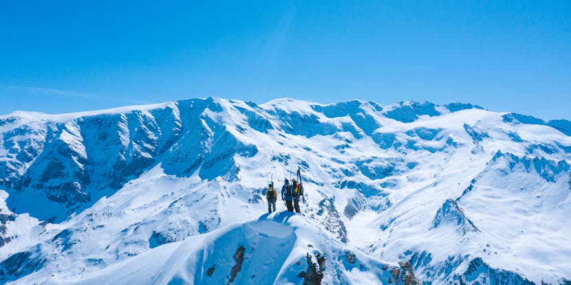 Black Diamond athlete Jérémy Prevost on top of a mountain in Europe.