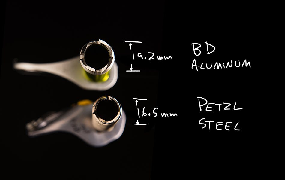 ice screw diameter comparison