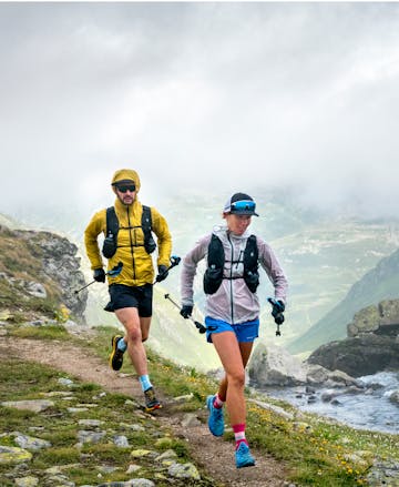 The Patitucci team out for a run wearing Black Diamond trail running apparel and packs.