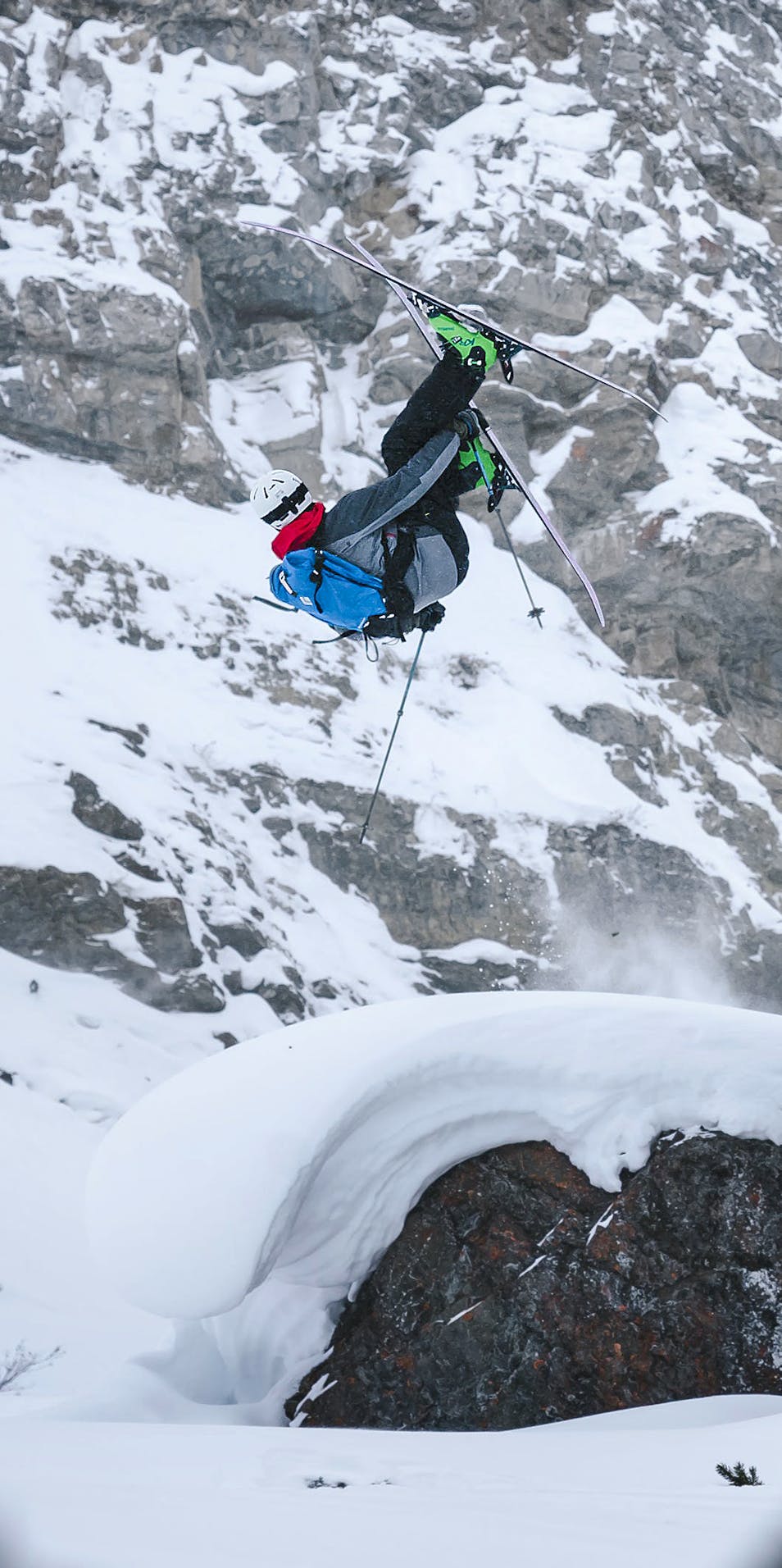 Black Diamond Athlete Isaac Freeland skiing in the backcountry.