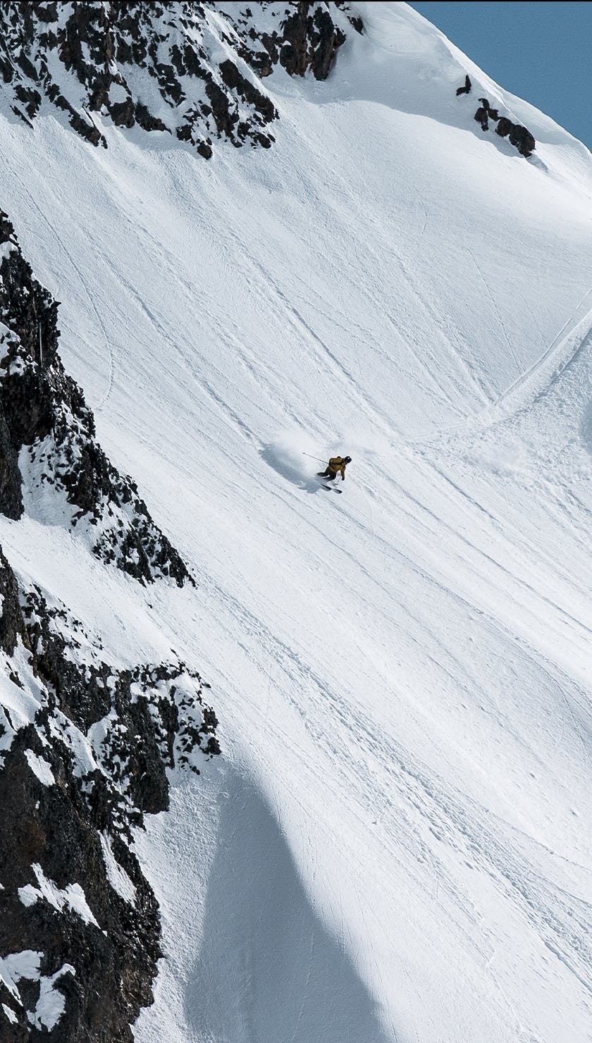 Black Diamond Athlete Tobin Seafel skiing in British Columbia, Canada. 