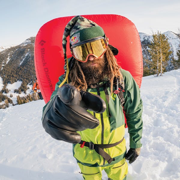 Black Diamond Athlete John Jackson points at the camera.