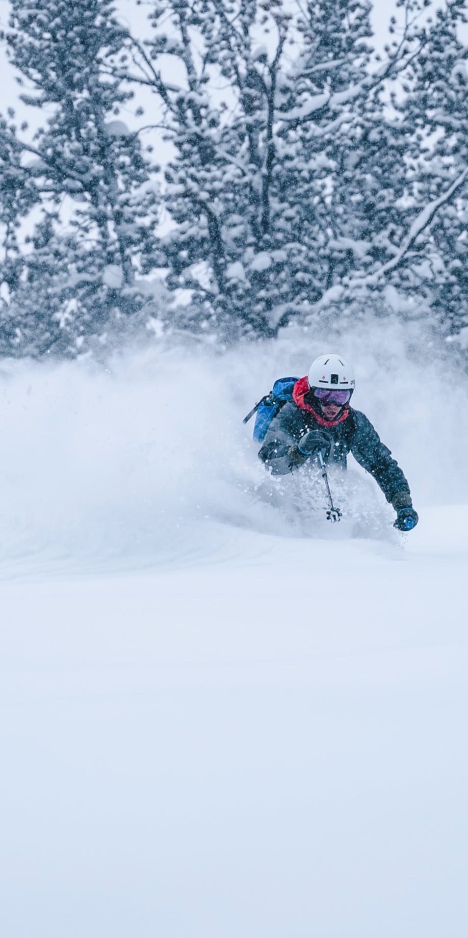 Black Diamond Athlete Isaac Freeland skiing the pow in Montana.