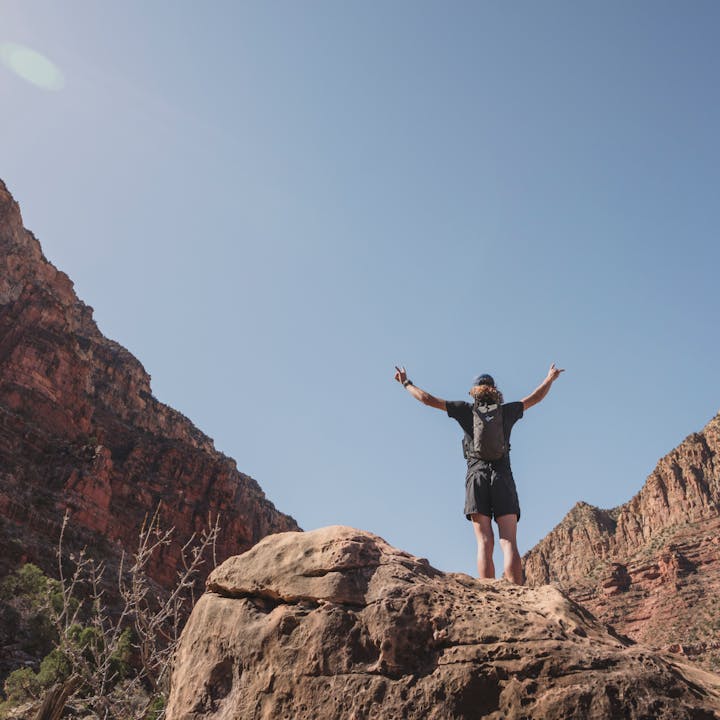 BD Athlete Kyle Richardson strikes a pose after running in the Grand Canyon. 