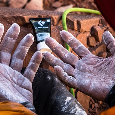 climber's hands after a route