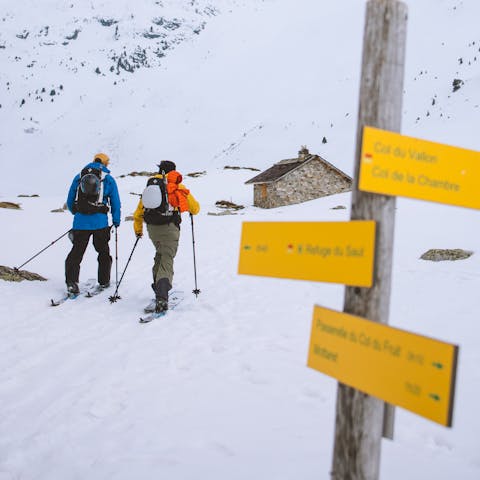 Black Diamond Athlete Jérémy Prevost touring the backcountry with a friend.