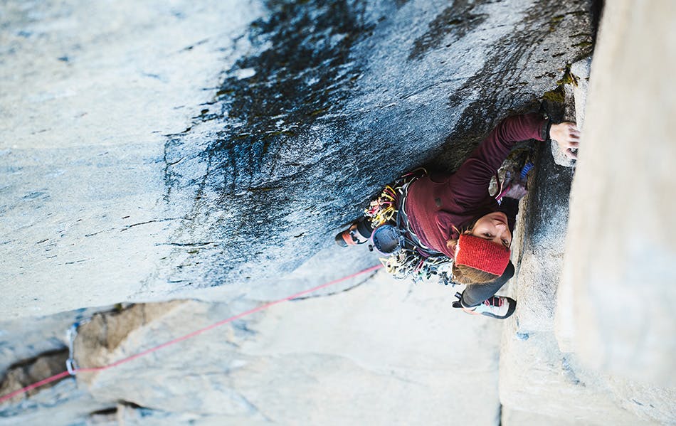 Photograph by Francois Lebeau of Babsi Zangerl climbing in Yosemite.