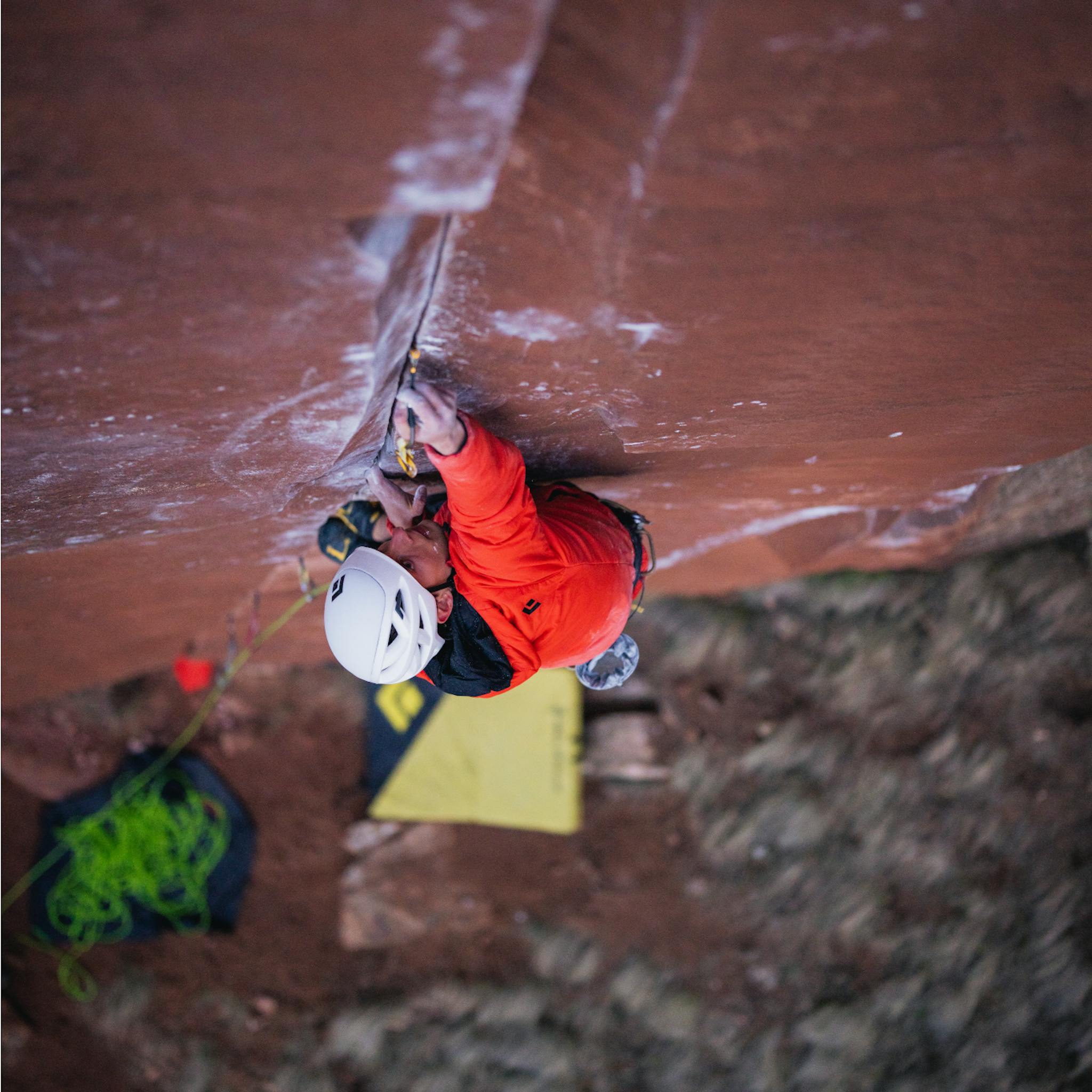 BD athlete Conor Herson climbing in Indian Creek.
