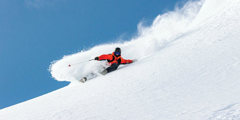 Black Diamond Athlete Parkin Costain turning in some fresh powder.