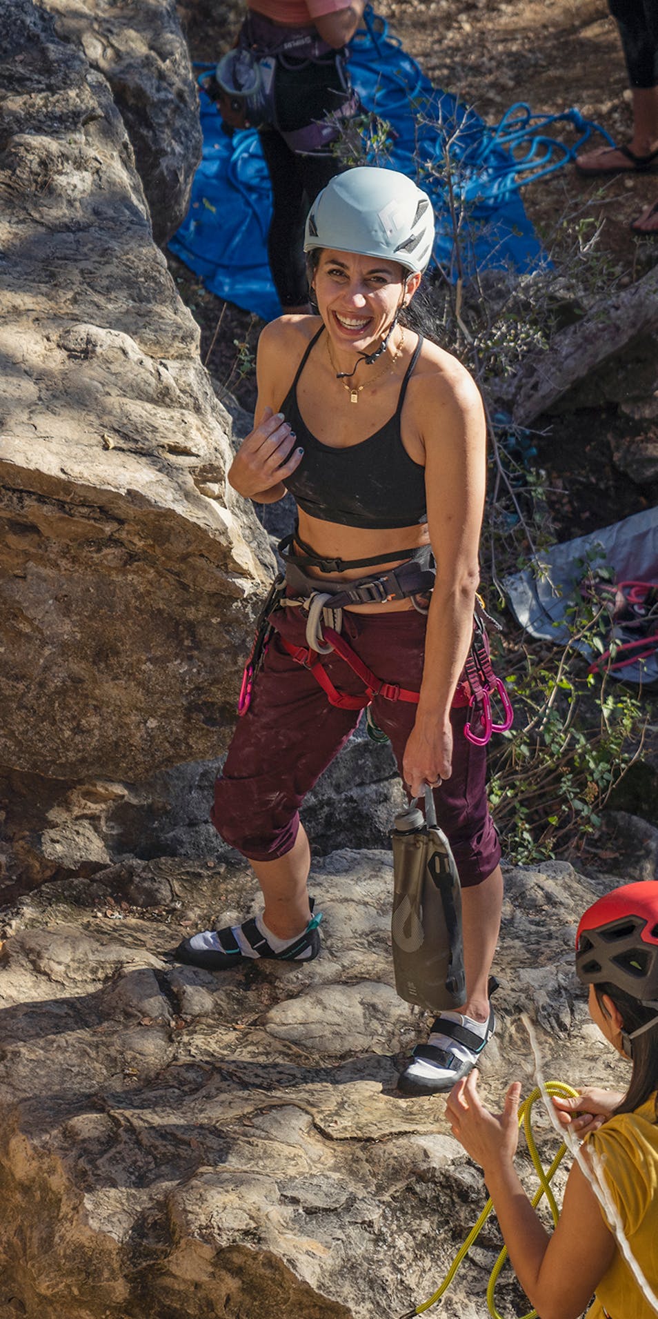 Emilie Hernandez climbing with Texas Lady Crushers.