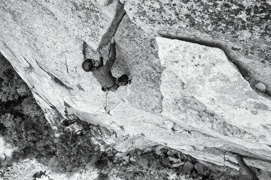 climber on finger crack of Sasquatch