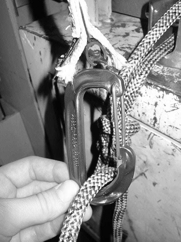 photo showing the results of a lightweight carabiner test