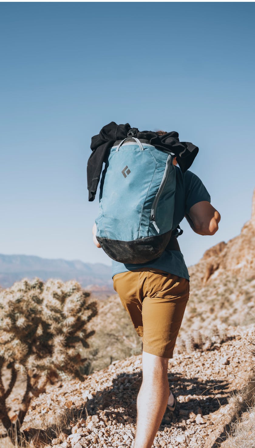 A man hiking with a backpack
