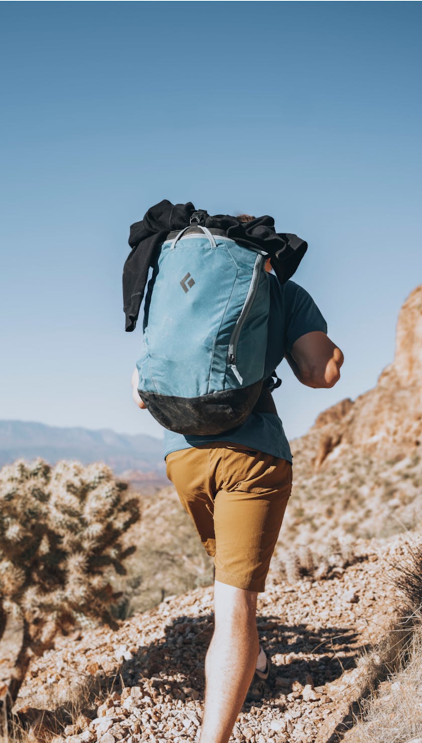 A man hiking with a backpack