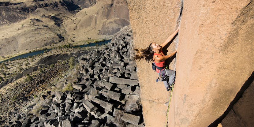 Climbing crack in Oregon.