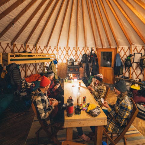 Playing board games in the Project flannel.