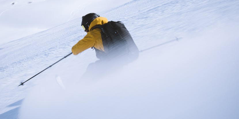Black Diamond Athlete Jérémy Prevost skiing a backcountry line