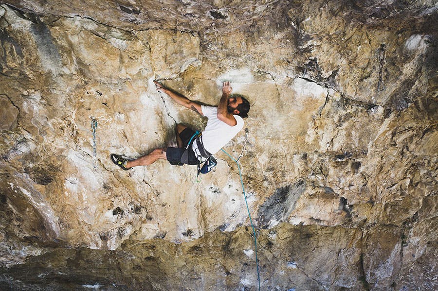 Sam Elias climbing outside