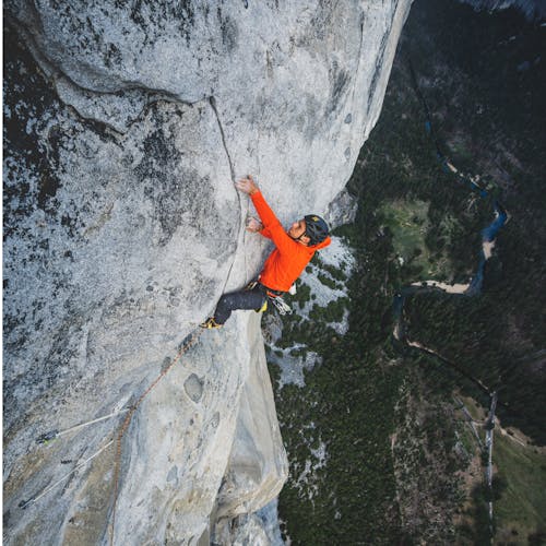 Black Diamond Athlete Connor Herson climbing in Yosemite National Park, CA. 