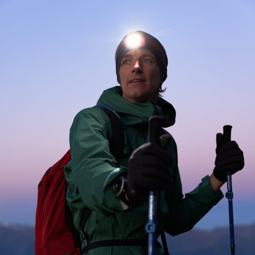 Black Diamond Employee Remco Graas wearing a Black Diamond Headlamp.