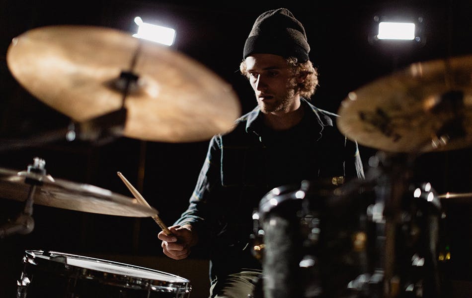 Kyle Richardson playing drums