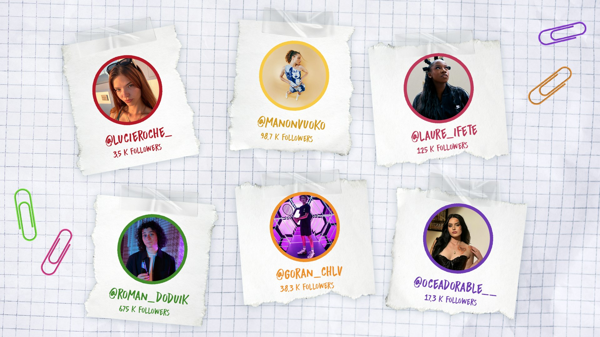 Six influenceurs ont été sélectionné pour représenter les clubs.