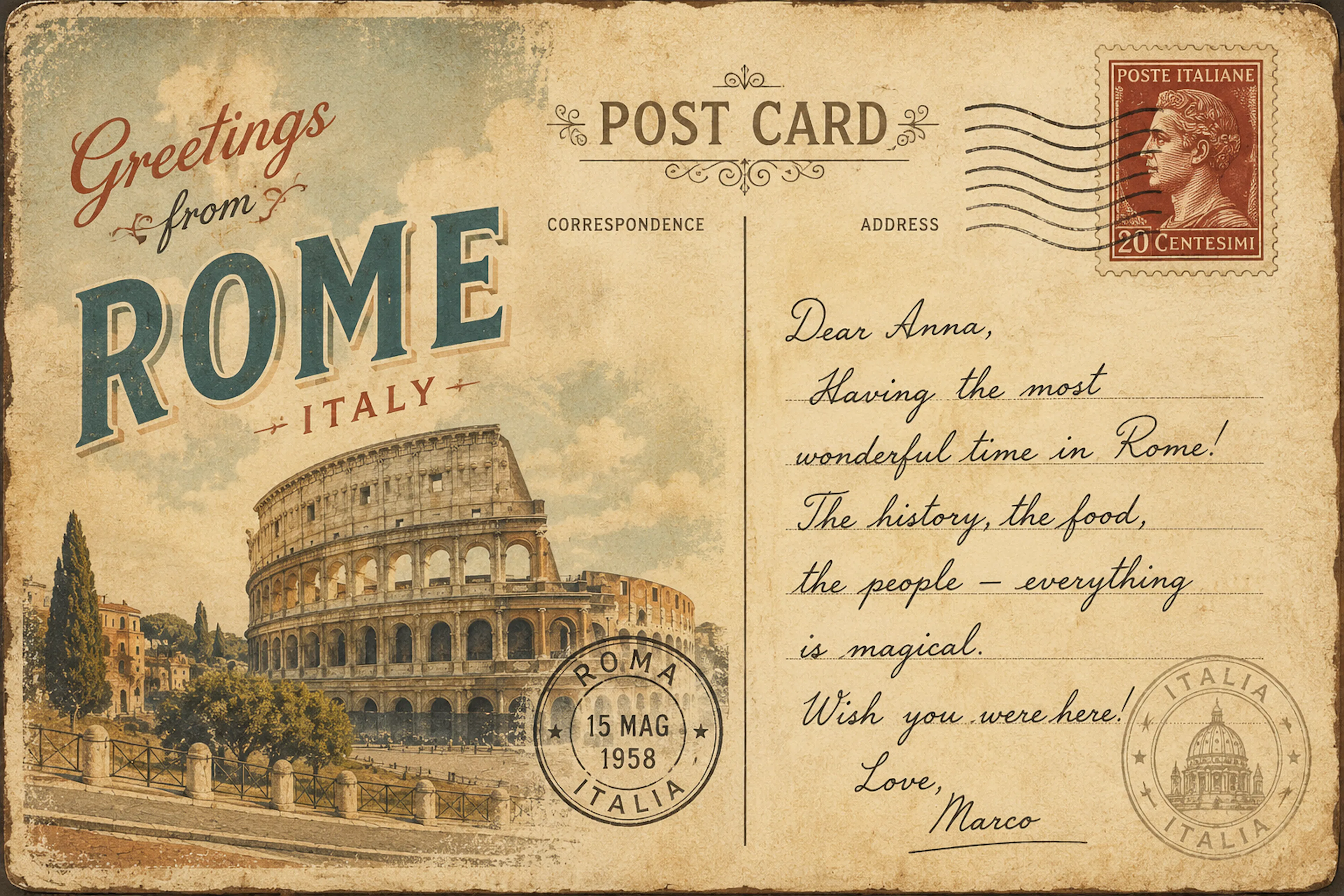 vintage postcard template