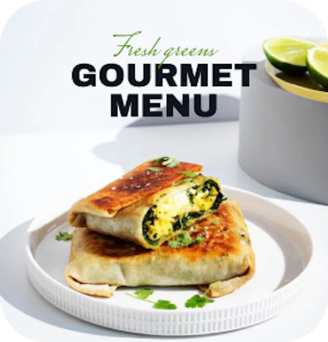 A design created for a restaurant featuring their gourmet menu