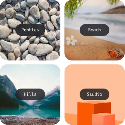 Diferentes temas como playa, montañas, estudio, etc.