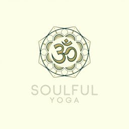  Icon logo for "Soulful Yoga" with an ohm icon above it.