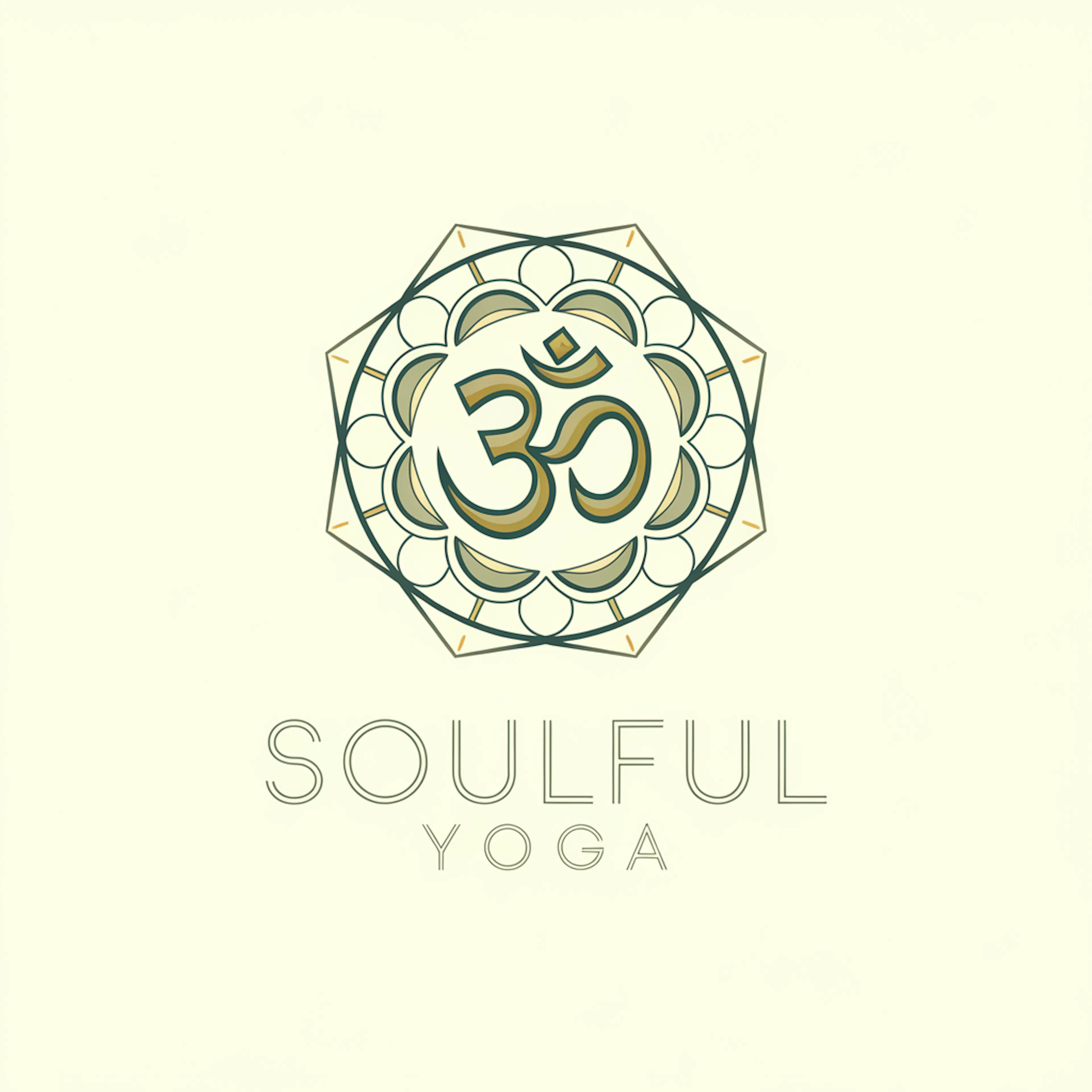  Icon logo for "Soulful Yoga" with an ohm icon above it.