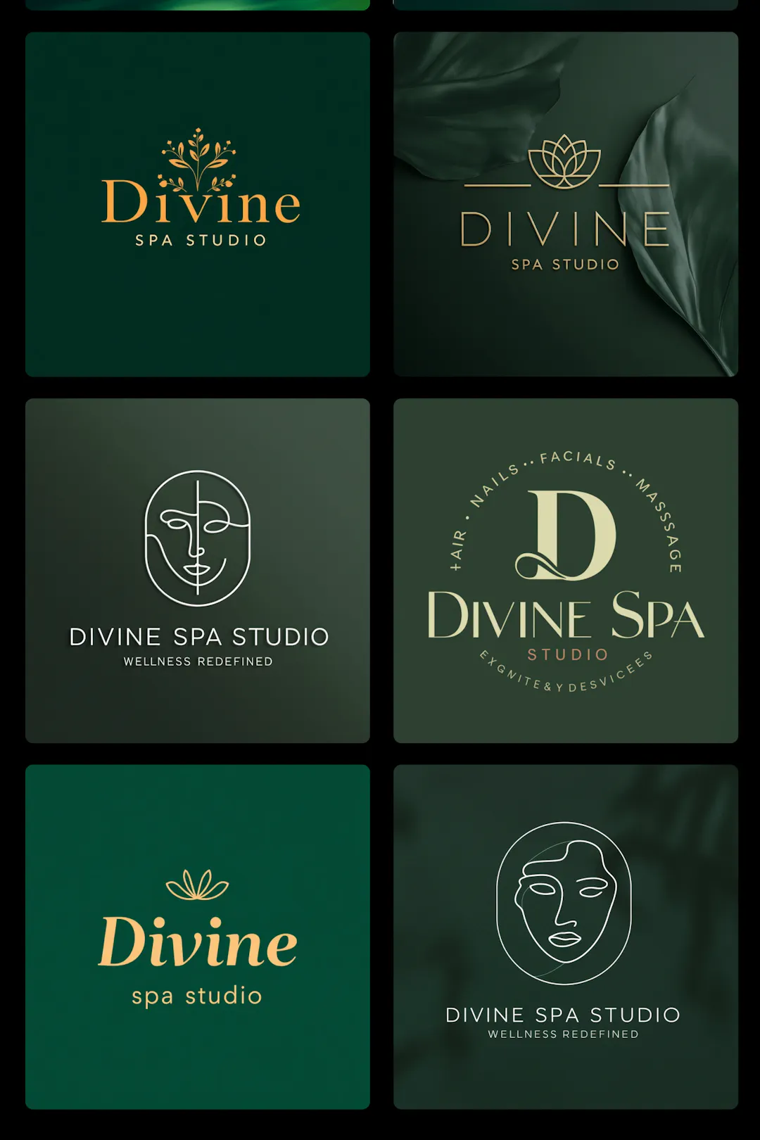Many logo options provided by Blend for Divine Spa