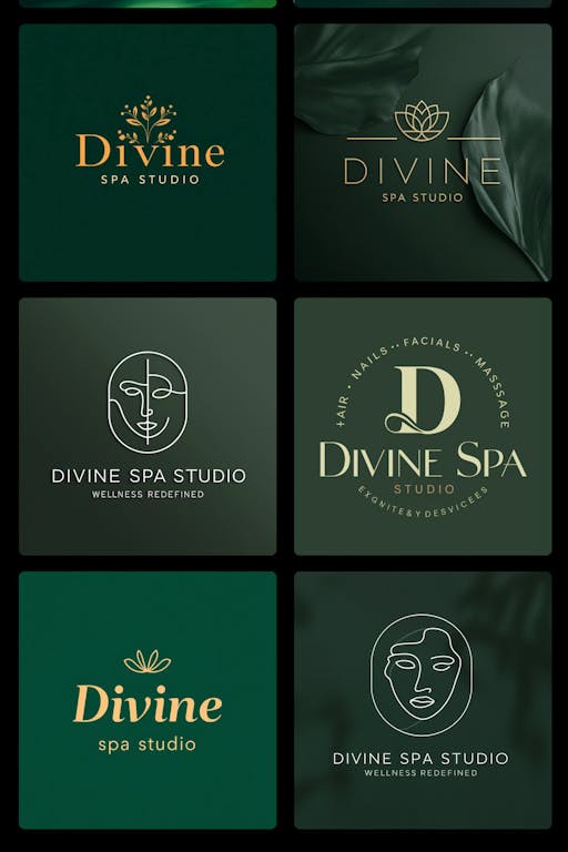 Many logo options provided by Blend for Divine Spa