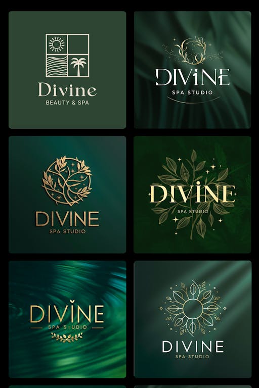 Many logo options provided by Blend for Divine Spa