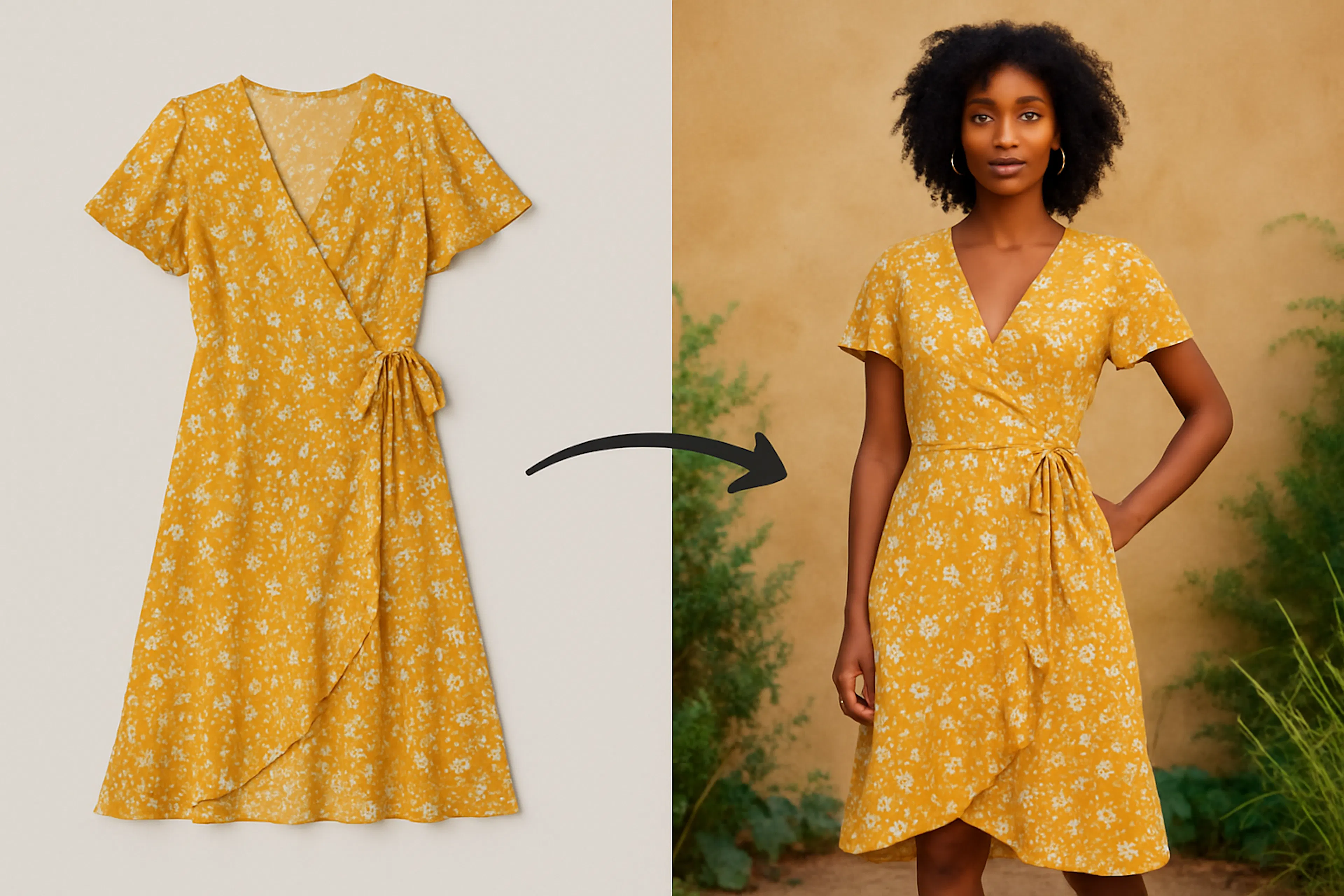 Transforming a simple flatlay to a model photoshoot