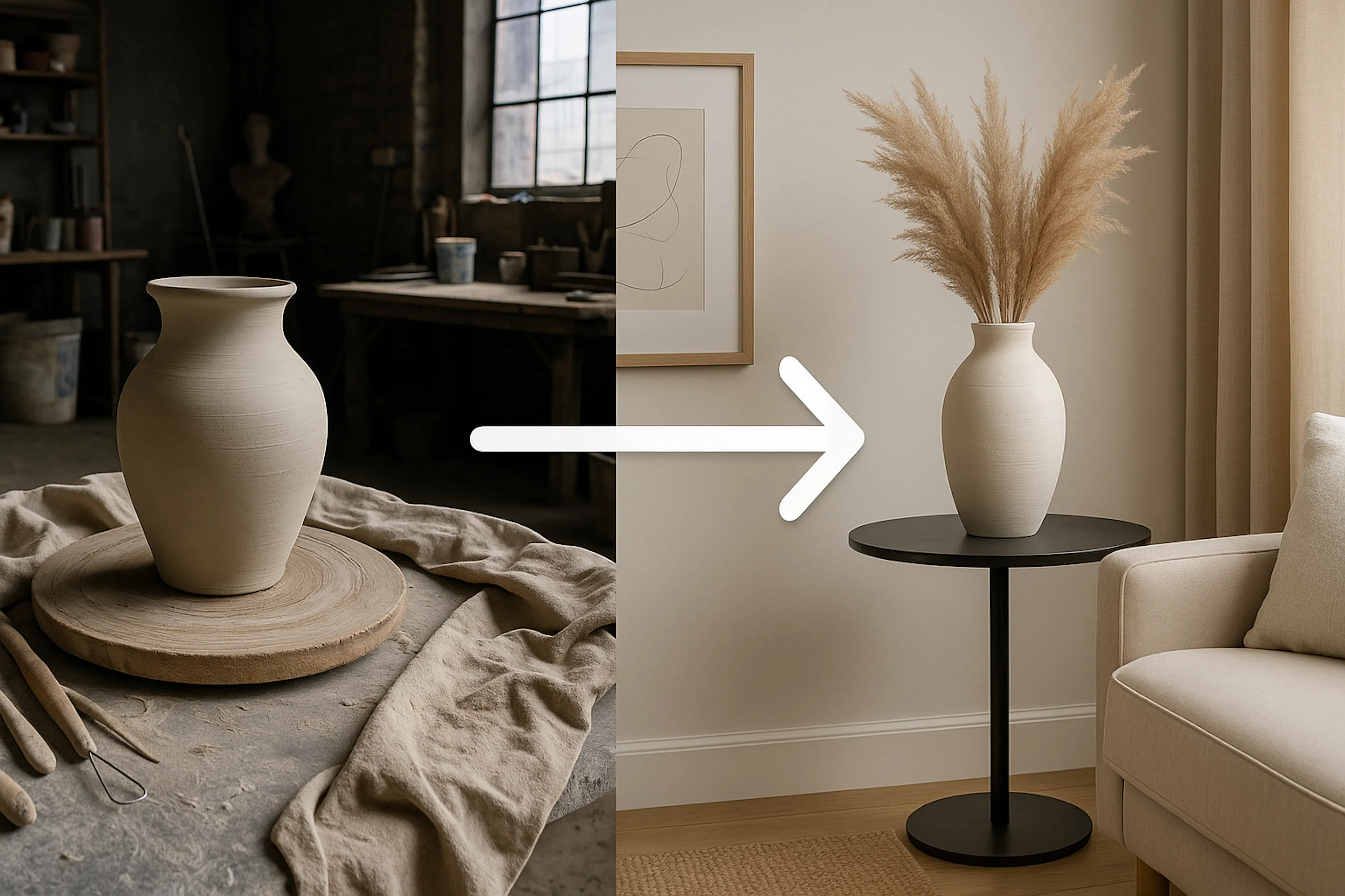 From pottery studio to live visualization of a flower vase