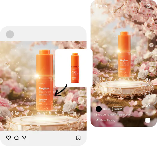 A cosmetic bottle transformed into amazing social media posts