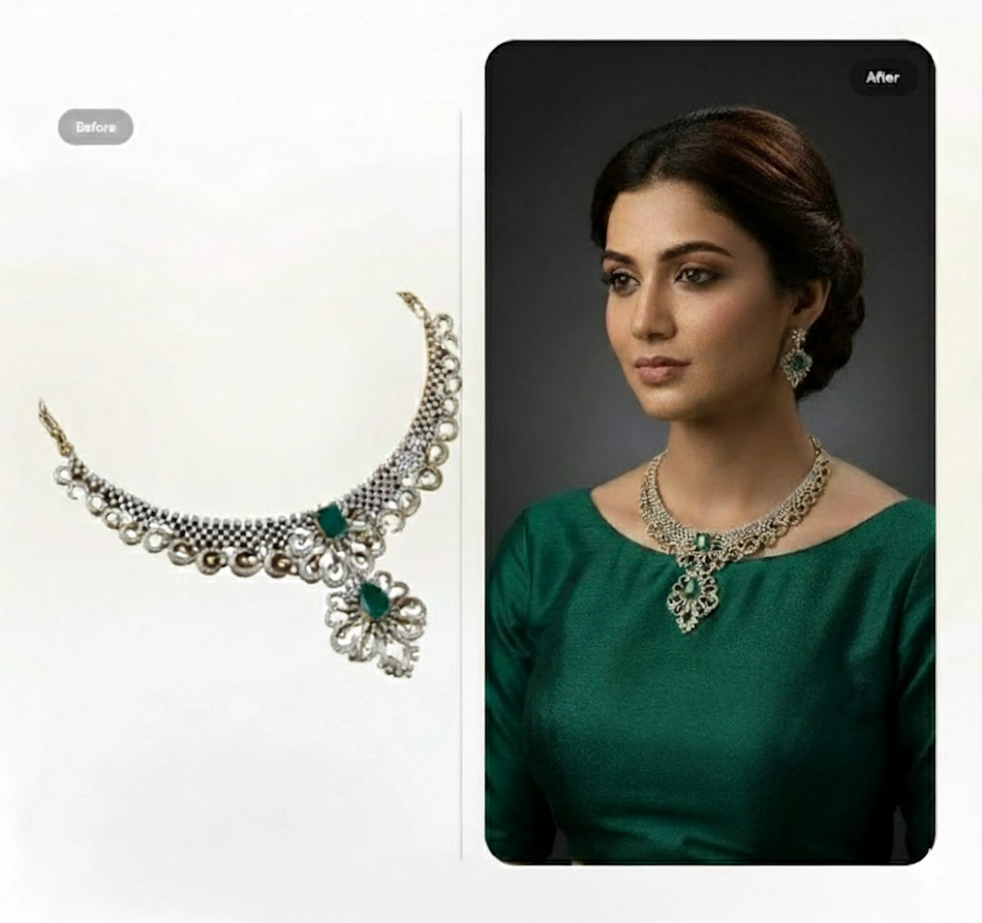 necklace before and after
