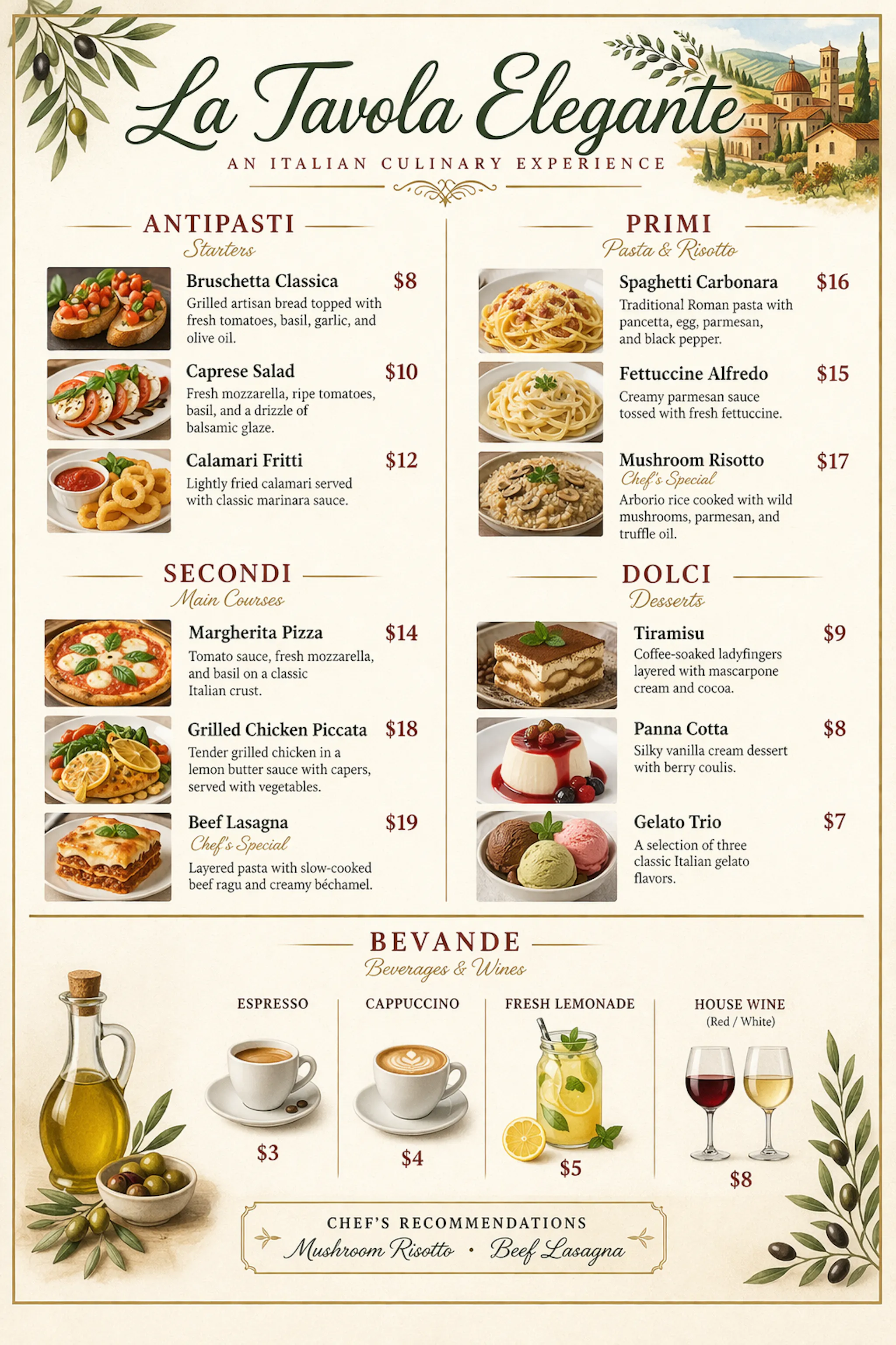 menu card template
