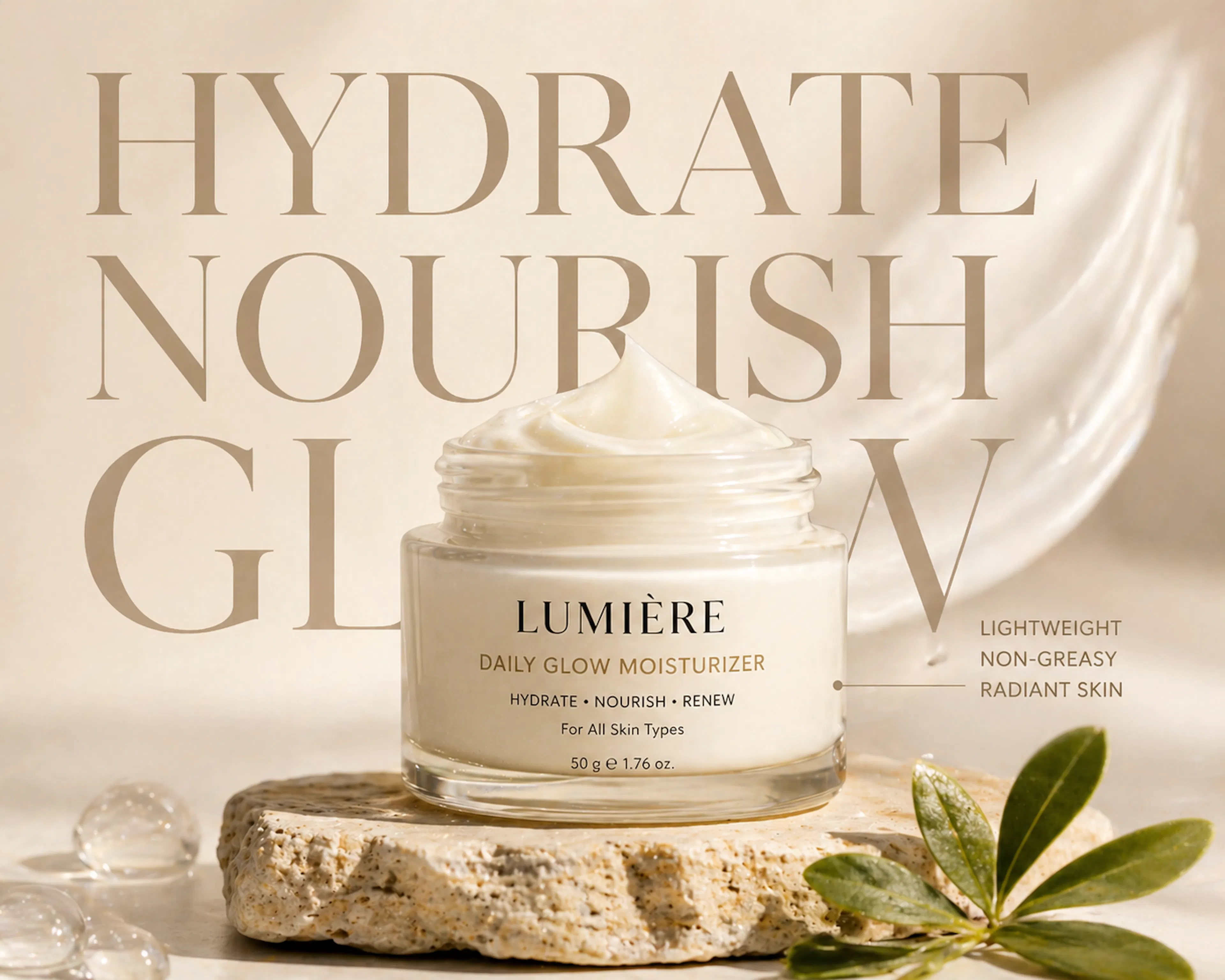 moisturizer text behind image